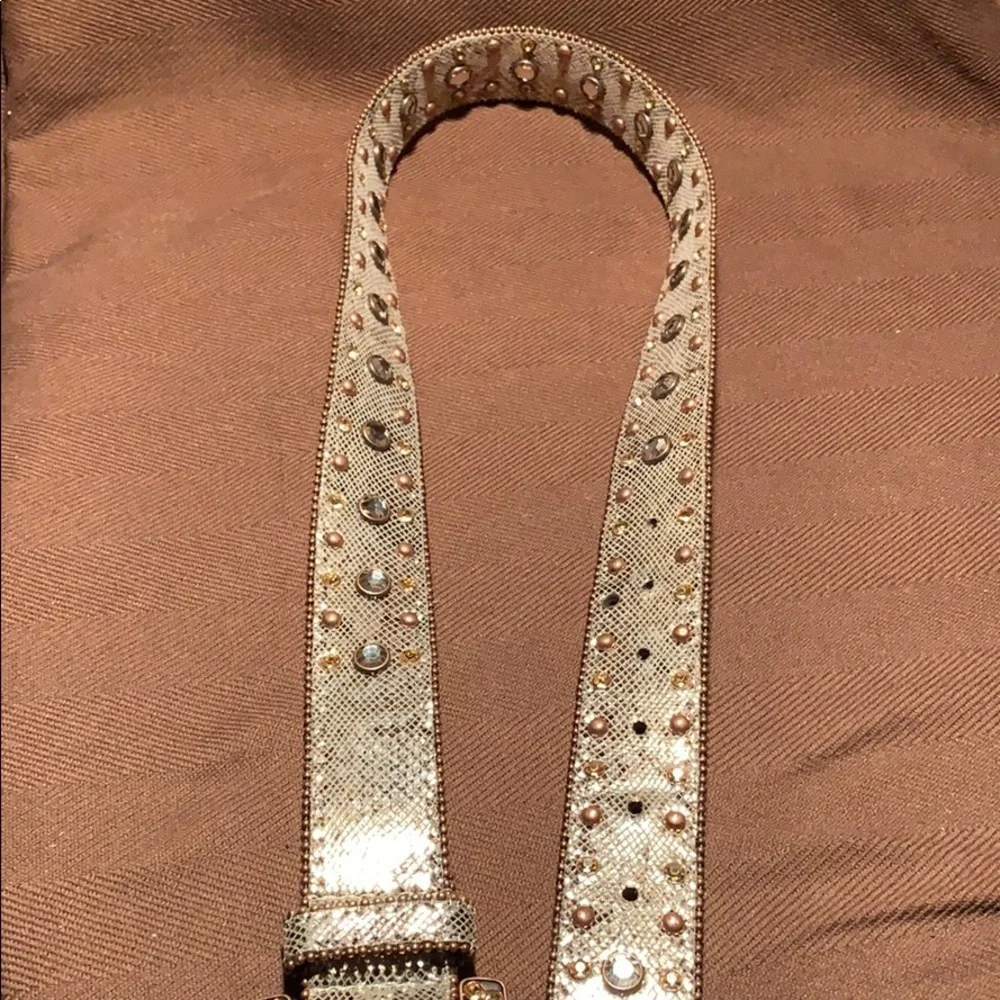 Leather bedazzled embellished belt worn once